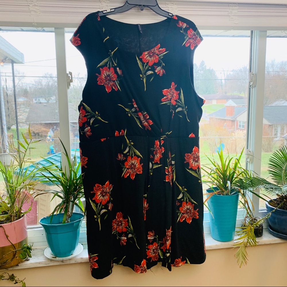 Black and red floral dress